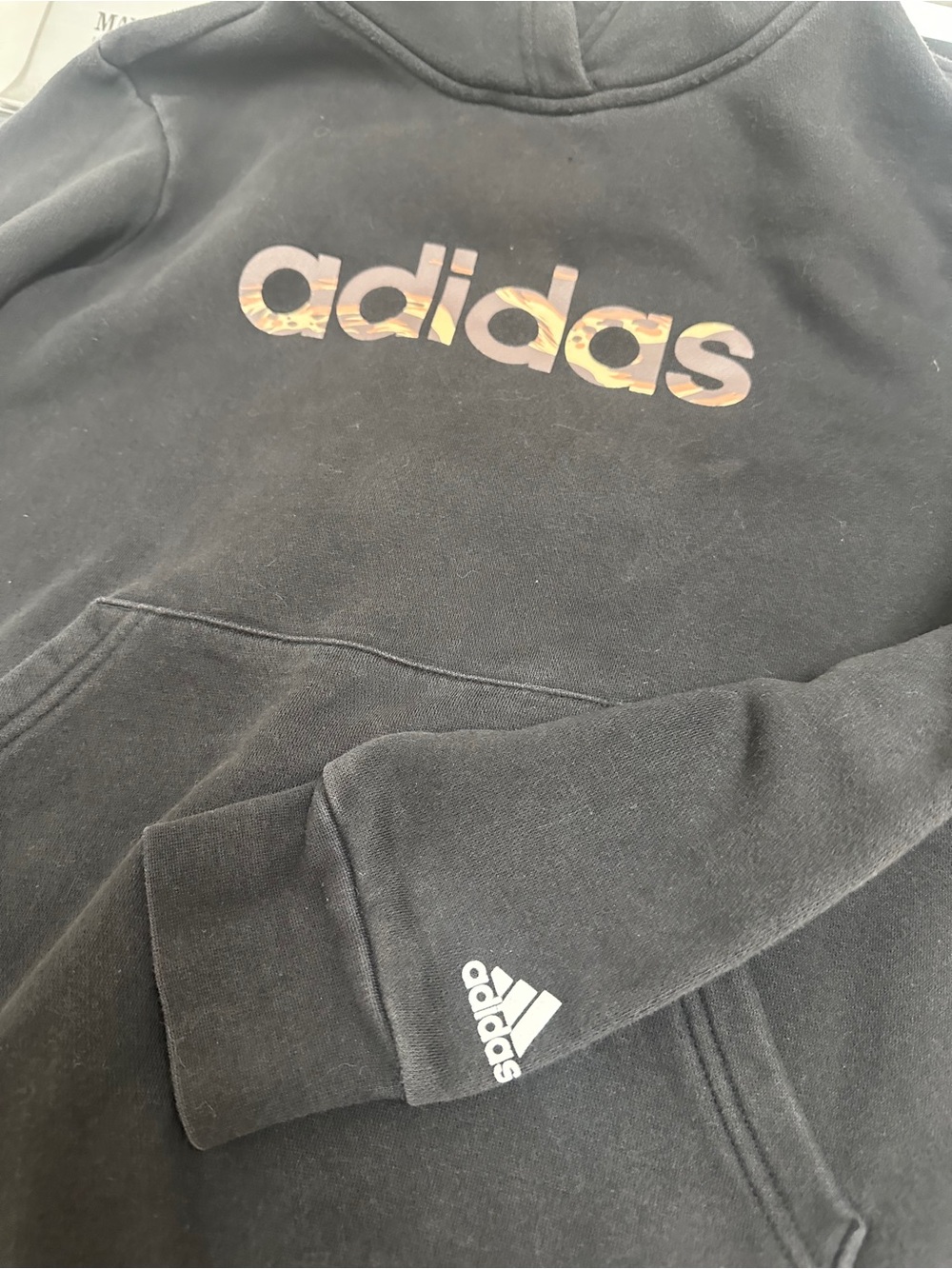 adidas Black Pullover Hoodie with Subtle Logo Tag hoody